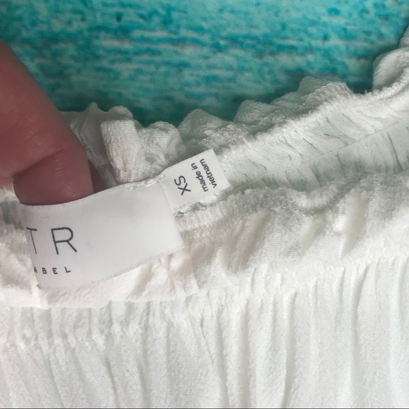 ASTR White Boho Ruched Neck Off Shoulder Blouse - Picture 5 of 5